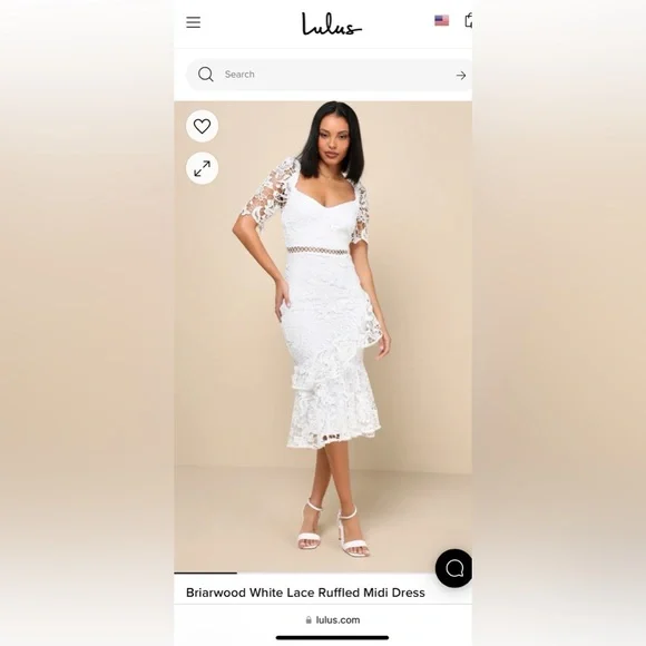 Lulus Briarwood White Lace Ruffled Midi Dress